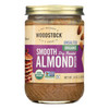 Woodstock Unsalted Organic Smooth Dry Roasted Almond Butter - Case of 12 - 16 OZ
