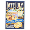 Late July Snacks Organic Round Saltine Crackers - Classic - Case of 12 - 6 oz.