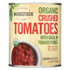 Woodstock Organic Crushed Tomatoes with Basil - Case of 12 - 28 oz.