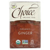 Choice Organic Herbal Tea - Ginger - Case of 6 - 16 Bags