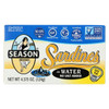 Season Brand Sardines in Water  - No Salt Added - Case of 12 - 4.375 oz.