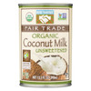More Than Fair Organic Coconut Milk - Classic Unsweetened - Case of 12 - 13.5 Fl oz.