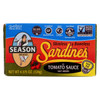 Season Brand Sardines - Skinless and Boneless - in Tomato Sauce - Salt Added - 4.375 oz - case of 12