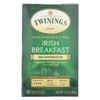 Twinings Tea Breakfast Tea - Irish Decaf - Case of 6 - 20 Bags