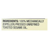 Spectrum Naturals Unrefined Toasted Sesame Oil - Case of 12 - 16 Fl oz.