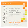 Andalou Naturals Luminous Night Cream Purple Carrot + C - 1.7 oz