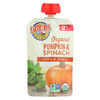 Earth's Best Organic Pumpkin and Spinach Baby Food Puree - Stage 2 - Case of 12 - 3.5 oz.