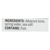 Natural Sea Wild Albacore Tuna Pouch, Salted, Solid White - Case of 12 - 3 OZ