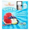 Happy Squeeze Fruit Snack - Organic - Blended - Super - Apple Blueberry and Pomegranate - 4/3.17 oz - case of 4