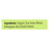 Spicely Organics - Organic Star Anise - Whole - Case of 6 - 0.1 oz.