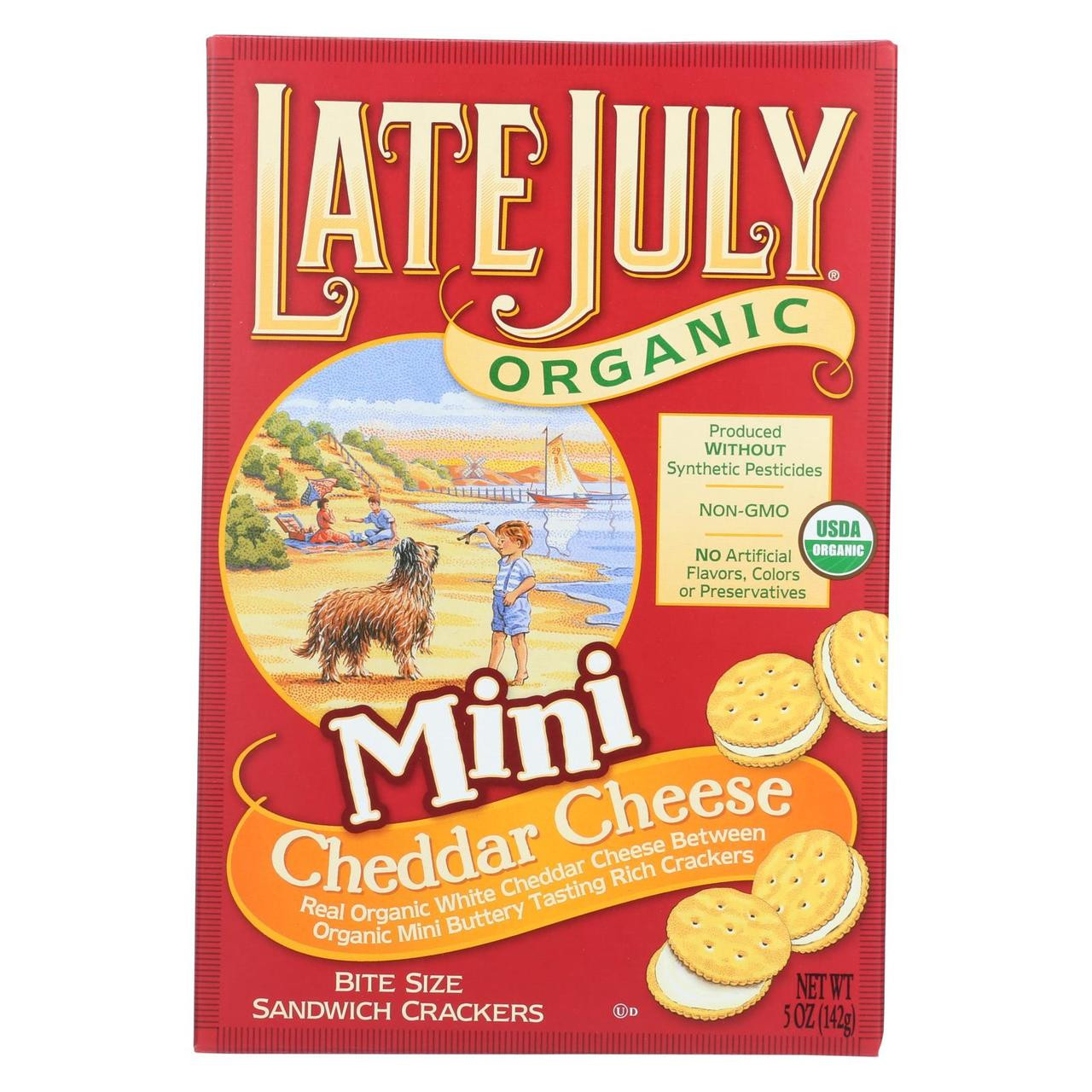 Late July Snacks Organic Mini Sandwich Crackers -Cheese - 5 oz