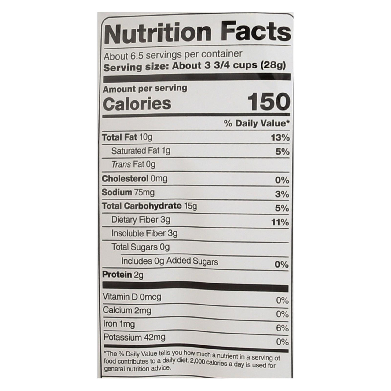 Skinnypop popcorn nutrition label
