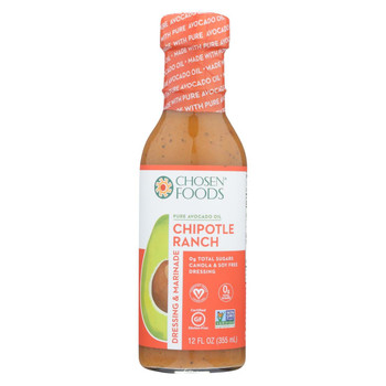 Chosen Foods - Avocado Oil Dressing and Marinade - Chipotle Ranch - Case of 6 - 12 fl oz. Chosen Foods - Avocado Oil Dressing and Marinade - Chipotle Ranch - Case of 6 - 12 fl oz.