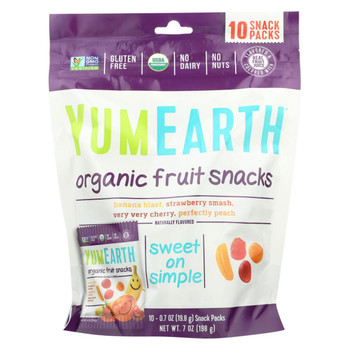 Yumearth Organics - Organic Fruit Snack - Family Size 10 Pack - Case of 12 - 6.2 oz..