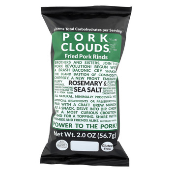 Pork Clouds - Pork Skin - Rosemary Sea Salt - Case of 10 - 2 oz. Pork Clouds - Pork Skin - Rosemary Sea Salt - Case of 10 - 2 oz.