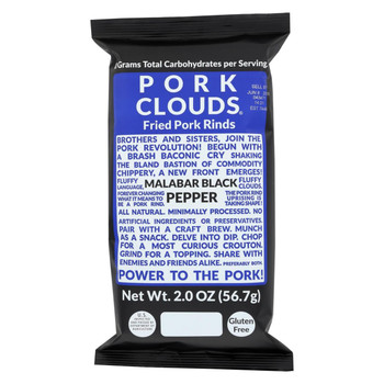Pork Clouds - Pork Skin - Malabar Black Pepper - Case of 10 - 2 oz. Pork Clouds - Pork Skin - Malabar Black Pepper - Case of 10 - 2 oz.