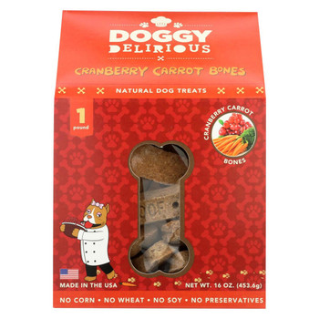 Doggy Delirious - Dog Treats - Cranberry Carrot Bones - Case of 6 - 16 oz.