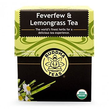Buddha Teas - Organic Tea - Feverfew and Lemongrass - Case of 6 - 18 Count Buddha Teas - Organic Tea - Feverfew and Lemongrass - Case of 6 - 18 Count
