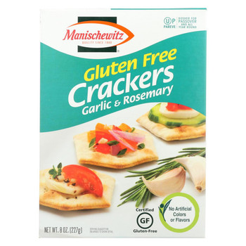 Manischewitz - Gluten Free Crackers - Garlic and Rosemary - Case of 12 - 8 oz. Manischewitz - Gluten Free Crackers - Garlic and Rosemary - Case of 12 - 8 oz.