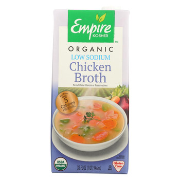 Empire Kosher - Organic Chicken Broth - Low Sodium - Case of 12 - 32 fl oz.