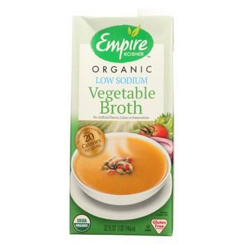 Empire Kosher - Organic Vegetable Broth - Low Sodium - Case of 12 - 32 fl oz.