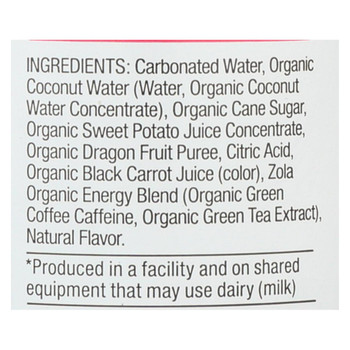 Zola - Organic Hydrating Energy Drink - Dragon Fruit - Case of 12 - 12 fl oz.
