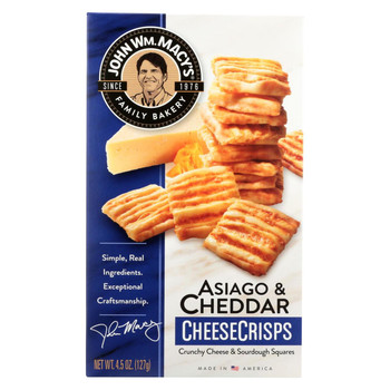 John WM Macy's - Cheese Crisps - Cheddar and Asiago - Case of 12 - 4.5 oz. John WM Macy's - Cheese Crisps - Cheddar and Asiago - Case of 12 - 4.5 oz.