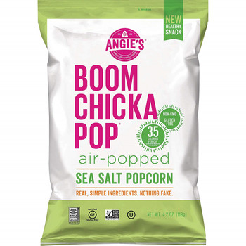 Angie's Kettle Corn - Popcorn - Air Popped Sea Salt - Case of 12 - 4.2 oz.