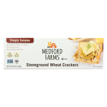 Medford Farms Stone Ground Wheat Crackers Sesame - Case of 12 - 8.8 OZ