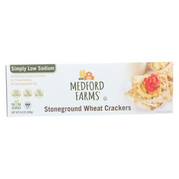 Medford Farms Stone Ground Less Salt Wheat Crackers - Case of 12 - 8.8 OZ