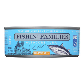 Fishin' Families Pole And Line Caught Albacore Tuna In Olive Oil  - Case of 24 - 5 OZ Fishin' Families Pole And Line Caught Albacore Tuna In Olive Oil  - Case of 24 - 5 OZ