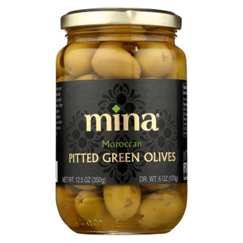 Mina - Olives Green Pitted - Case of 6 - 12.5 OZ Mina - Olives Green Pitted - Case of 6 - 12.5 OZ