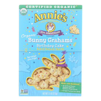 Annie's Organic Birthday Cake Bunny Grahams - Case of 12 - 7.5 OZ Annie's Organic Birthday Cake Bunny Grahams - Case of 12 - 7.5 OZ