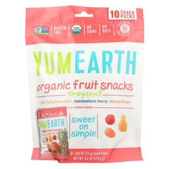 Yummyearth Organic Tropical Fruit Snacks - Case of 12 - 6.2 OZ