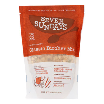 Seven Sundays Unsweetened Bircher Muesli  - Case of 6 - 12 OZ Seven Sundays Unsweetened Bircher Muesli  - Case of 6 - 12 OZ