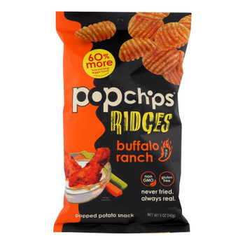 Popchips Ridges Popped Potato Snack - Case of 12 - 5 OZ