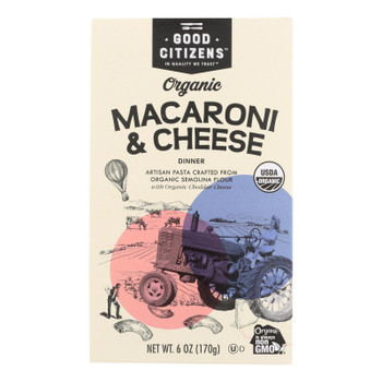 Good Citizens Organic Macaroni & Cheese Dinner - Case of 12 - 6 OZ Good Citizens Organic Macaroni & Cheese Dinner - Case of 12 - 6 OZ