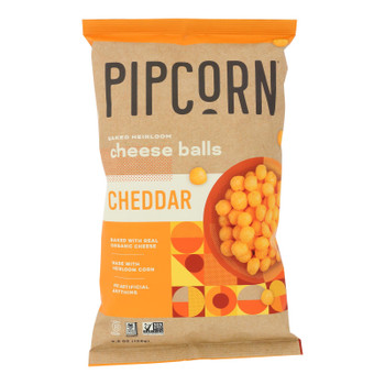Pipcorn - Cheese Balls Cheddar - Case of 12 - 4.5 OZ Pipcorn - Cheese Balls Cheddar - Case of 12 - 4.5 OZ