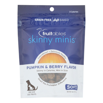 Fruitables Skinny Minis Dog Treats - Soft Pumpkin & Berry Flavor - Case of 12 - 5 OZ