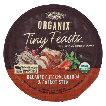 Castor & Pollux Wet Dog Food Organix Tiny Feasts Chicken Quinoa & Carrot Stew  - Case of 12 - 3.5 OZ Castor & Pollux Wet Dog Food Organix Tiny Feasts Chicken Quinoa & Carrot Stew  - Case of 12 - 3.5 OZ