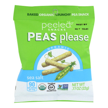 Peeled Snacks Baked Organic Crunchy Pea Snack - Case of 48 - .77 OZ Peeled Snacks Baked Organic Crunchy Pea Snack - Case of 48 - .77 OZ