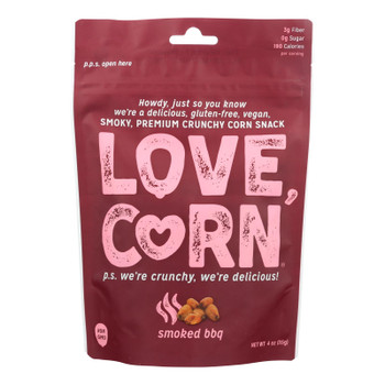 Love Corn® Smoky Premium Crunchy Corn Snack - Case of 12 - 4 OZ