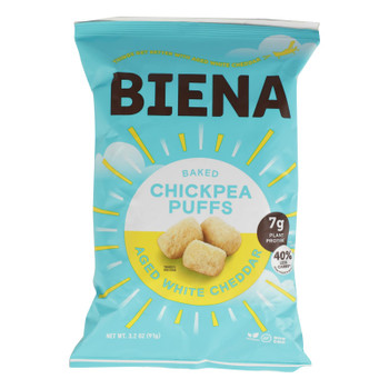 Biena Llc - Puffs Chick Peas Cheddar - Case of 12 - 3.2 OZ