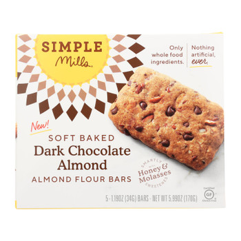 Simple Mills - Bar Sft Baked Dark Chocolate Almond - Case of 6 - 5.99 OZ Simple Mills - Bar Sft Baked Dark Chocolate Almond - Case of 6 - 5.99 OZ