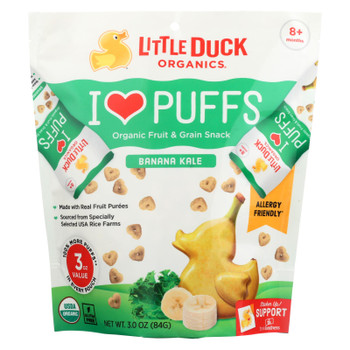 Little Duck Organics - Puffs Banana Kale - Case of 8 - 3 OZ