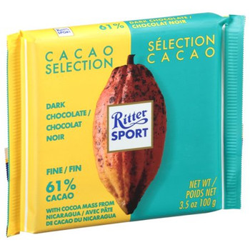 Ritter Sport - Chocolate 61% Fine Nicaragua - Case of 12 - 3.5 OZ