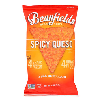 Beanfields - Bean Chip Spicy Queso - Case of 6 - 5.5 OZ Beanfields - Bean Chip Spicy Queso - Case of 6 - 5.5 OZ