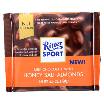 Ritter Sport Milk Chocolate With Honey Salt Almonds  - Case of 11 - 3.5 OZ