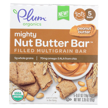 Plum Organics Plum Tots Bars Tots Snacks Peanut Butter - Case of 8 - 5/.67 OZ