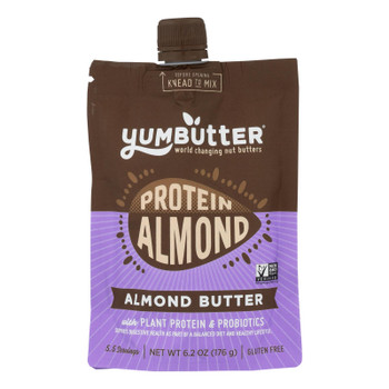 Yumbutter Protein Almond Butter With Plant Protein & Probiotics - Case of 6 - 6.2 OZ
